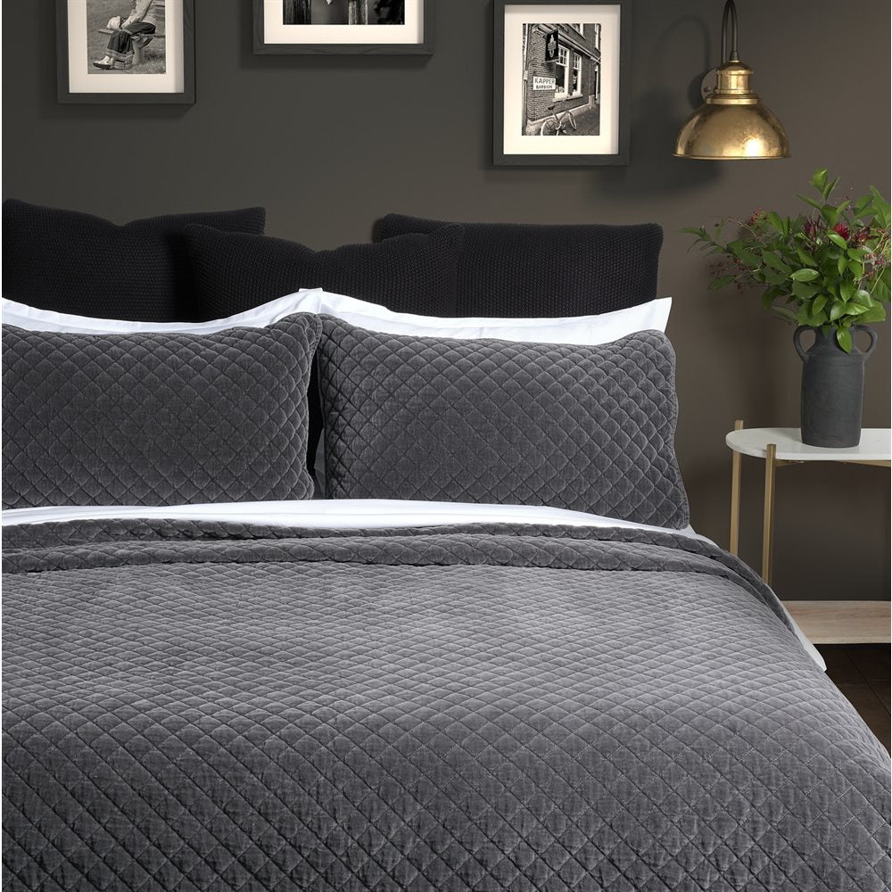 Dove Grey Velvet Quilt