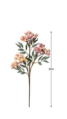 Desert 3 Cluster Cherry Blossom Stem with Leaves Pink 30”