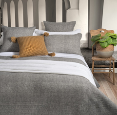 Home Chambray Grey Coverlet 100% Cotton