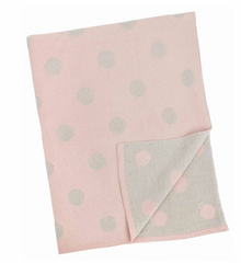 Pink & Silver Polkadot Glam Reversible Baby & Travel Blanket