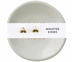 Trinket Tray Set with Earrings Mistletoe Kisses