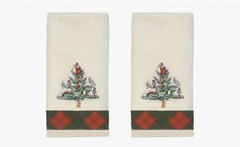 Avanti Spode Pair (2) Fingertip Towels with Tartan Detail Band