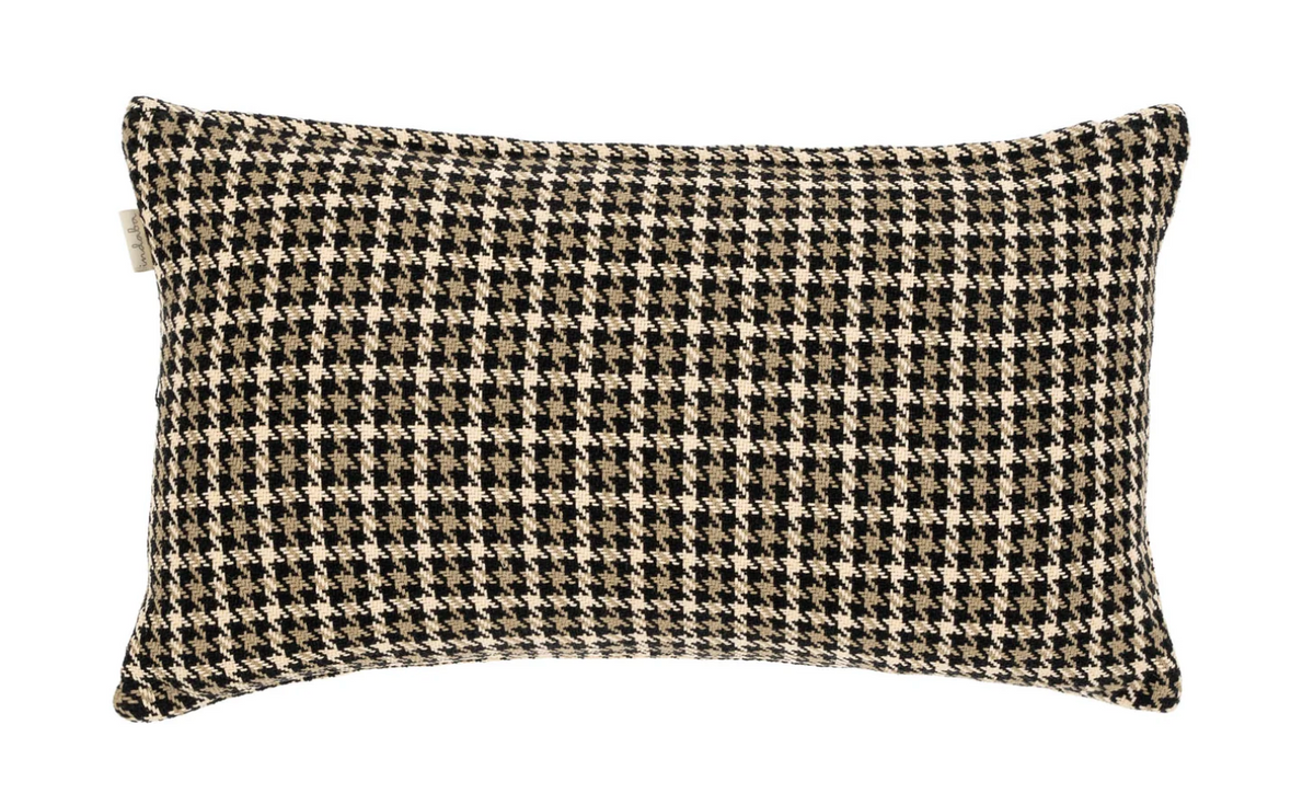 Houndstooth Oblong Cushion 12"x21" Brown