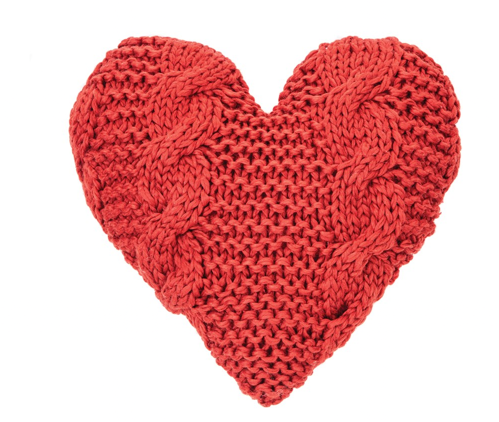 Cinnamon Heart Shaped Cushion Knit 12"x13"