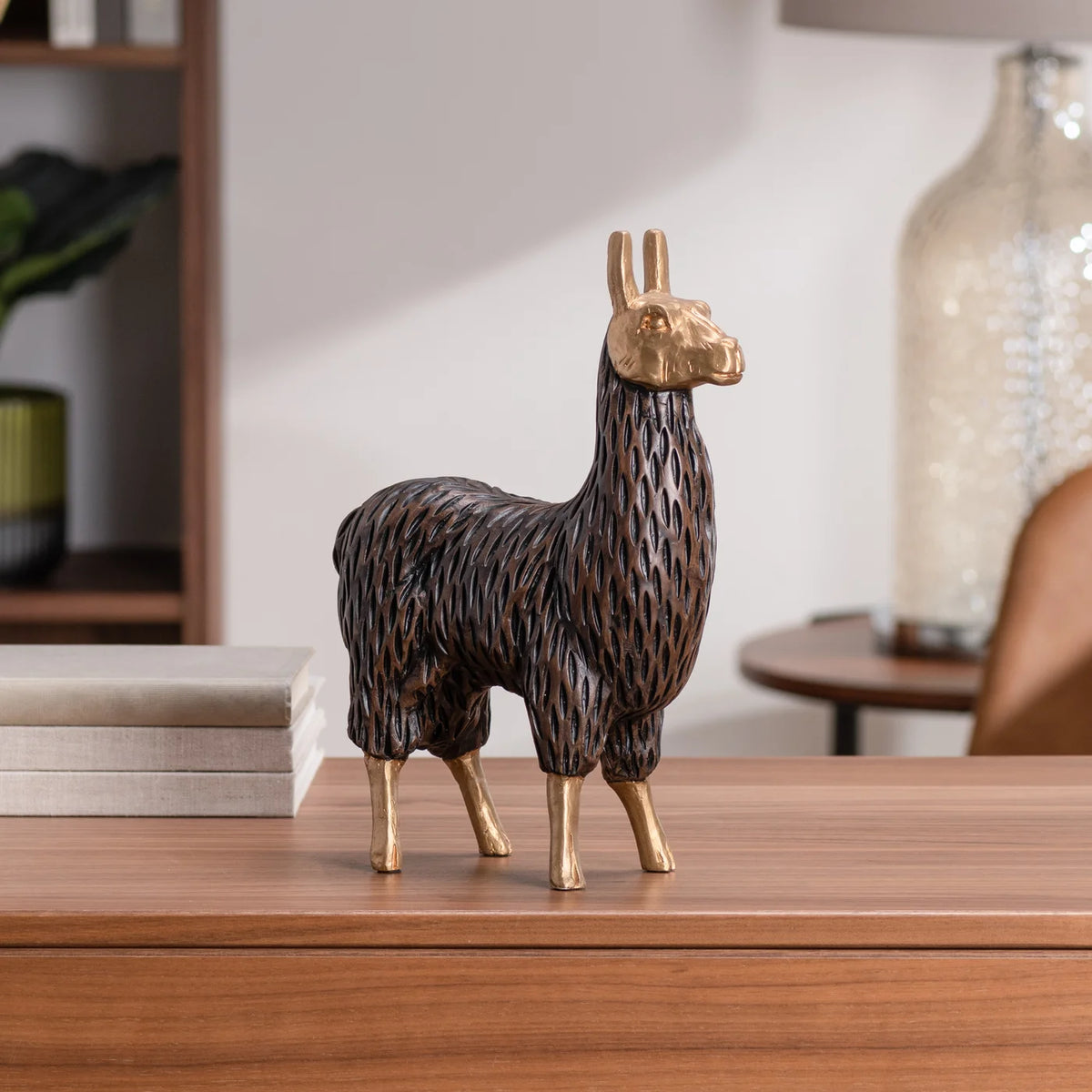 Gold Tipped Resin Standing Llama