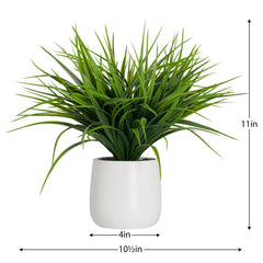 Grass Modern Potted Faux Plant - Dark Green