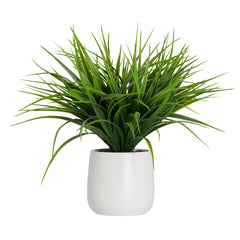 Grass Modern Potted Faux Plant - Dark Green