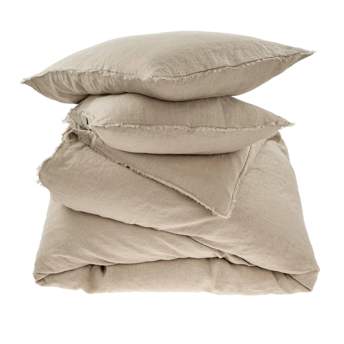 Lina Linen Duvet Cover Set With Shams Driftwood