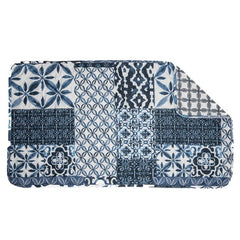 Queen Gaia Blue Quilted Coverlet & Shams