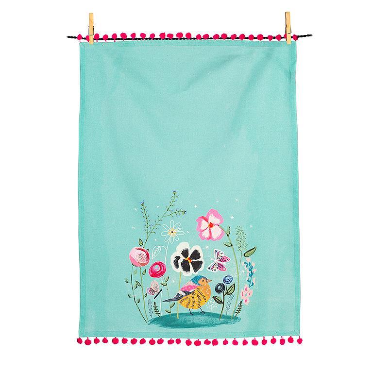 Whimsical Garden Tea Towel 20x28"L Cotton