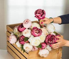 Full Peony Bouquet Ivory