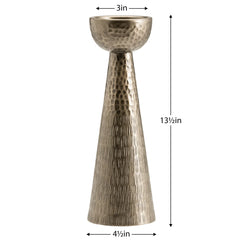 Makira Hammered Antique Brass Pillar 13.5"H