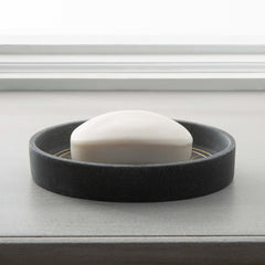 Scanda Soap Dish Charcoal Satin Gold Resin