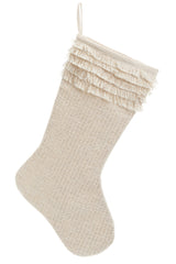 Ivory Stocking with Silver Lurex and Fringe 20"