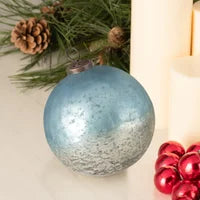 Lyric Blue Etched 5" Glass Ornament